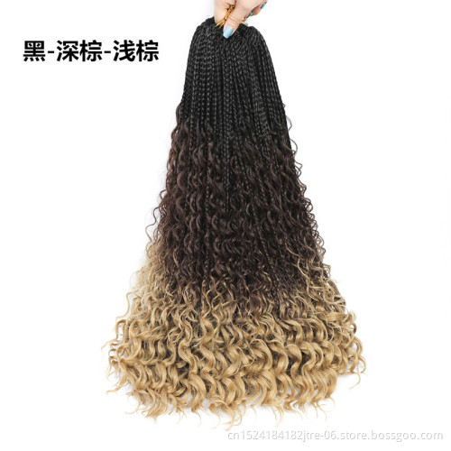 27 613 one color jumbo river box braids image, 3x straight wavy synthetic hair crochet box braids hair with curly end
